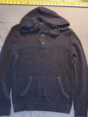 Silverlake Men's Hooded Half-Zip Knit Sweater in Dark Charcoal